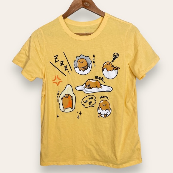 Gudetama by Sanrio T-Shirt Yellow‎ Japanese Graphic Tee Crew Neck Women Medium - Picture 1 of 9